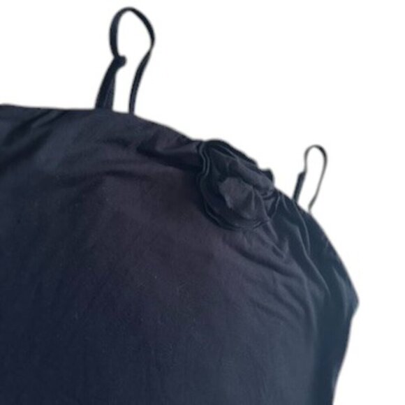 Bailey/44 Anthropologie Black Cropped Spaghetti Strap Top, Rosette Front, Medium - Picture 4 of 7